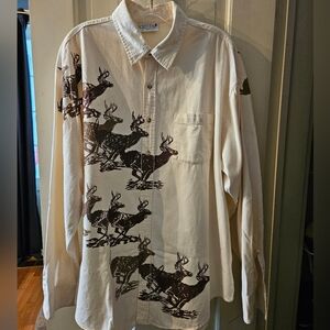 Vintage Crystal Springs 100% Cotton Button Down Deer Hunting Collared Shirt  XL